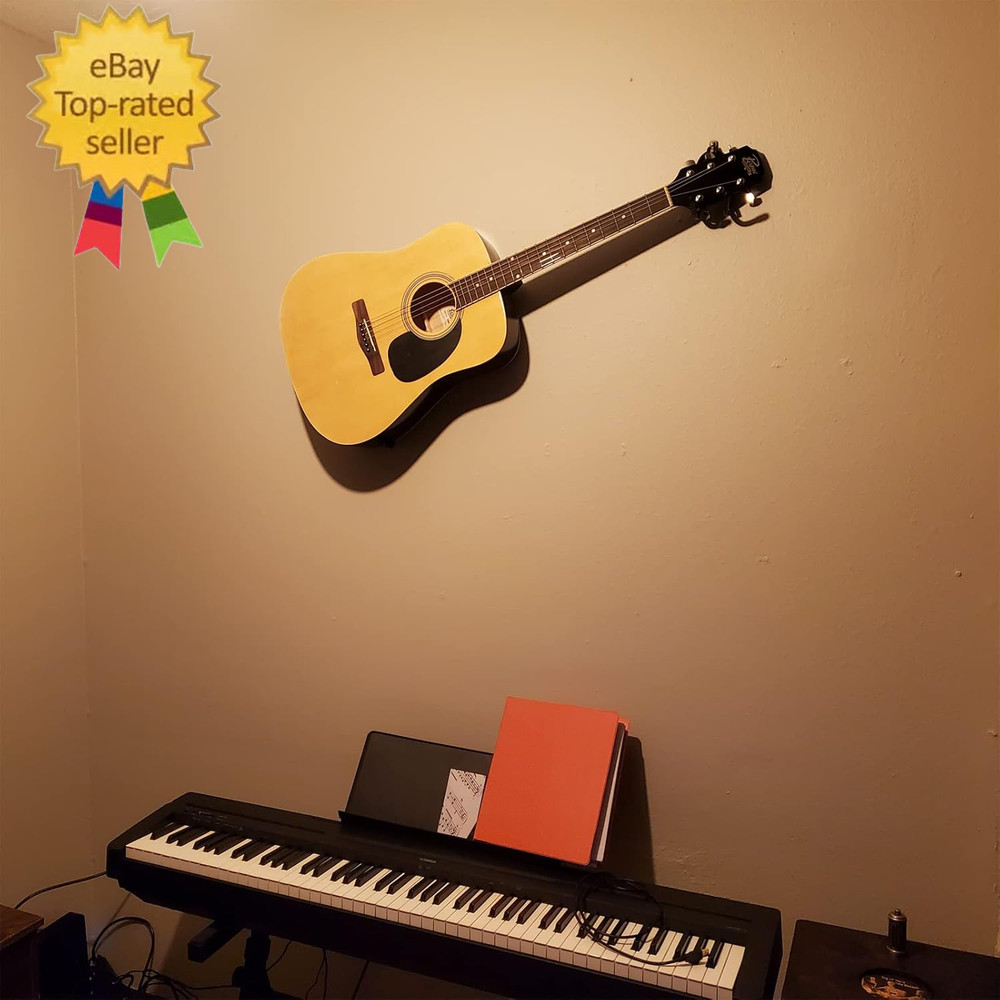 Horizontal Guitar Wall Mount Hanger, 2 Pack Guitar Hanger Wall Hook Holder