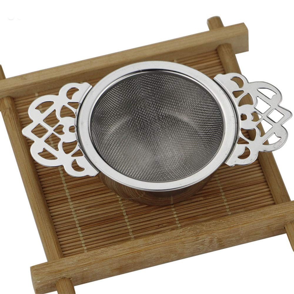 2 Pack Tea Strainers with Drip BowlsStainless Steel Loose Leaf Tea Strainers-...