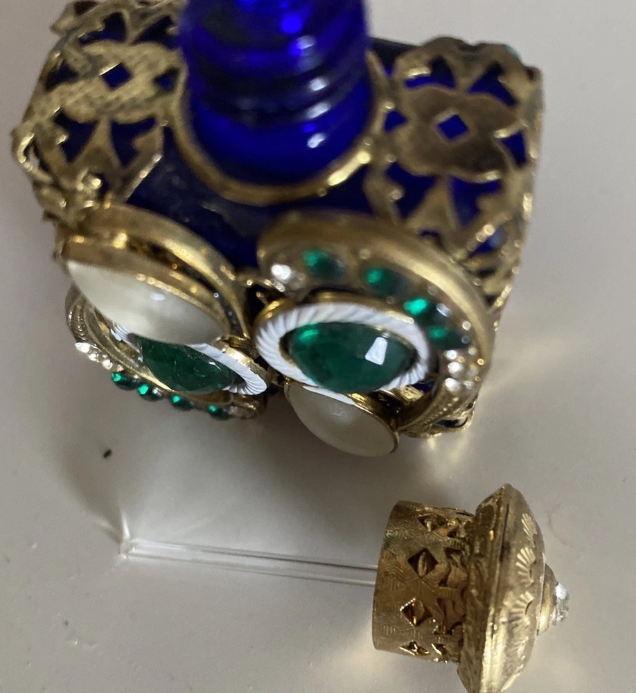 Blue Glass Embellish Perfume Bottle