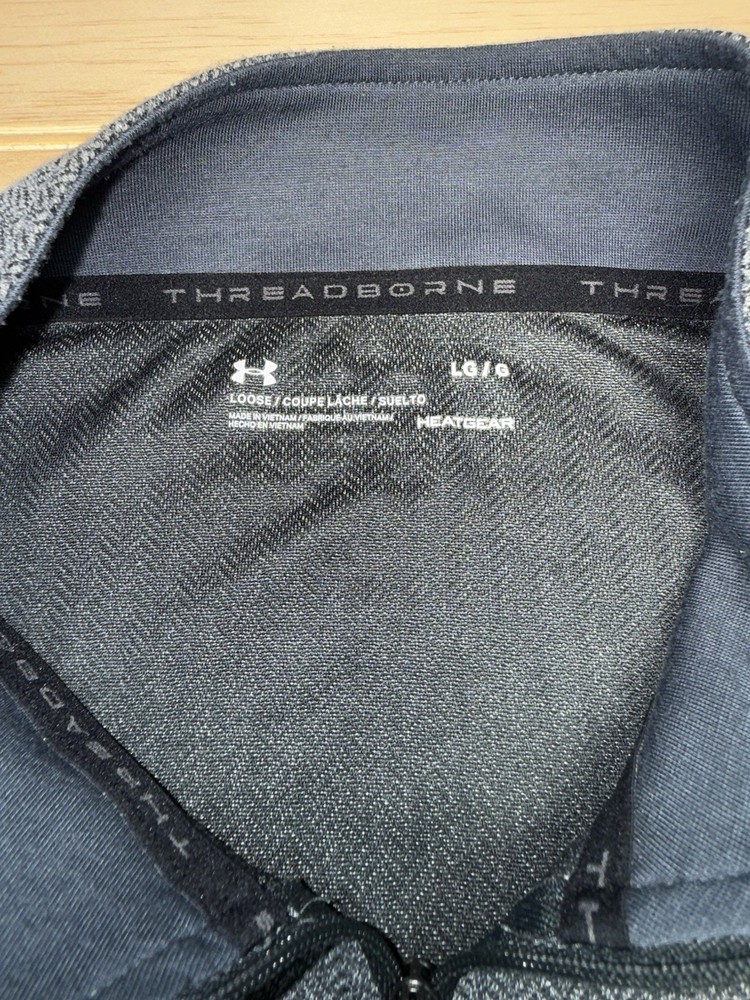 Under Armour 1/4 Zip Pullover Mens Large Gray Threadborne HeatGear Herringbone