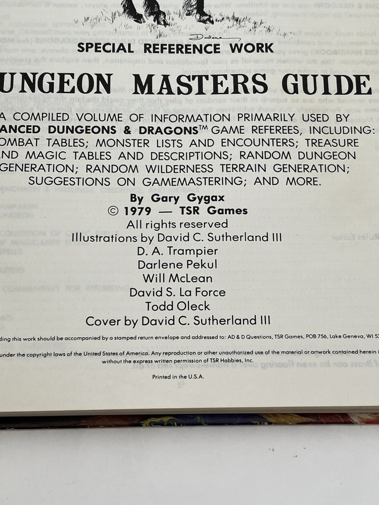 Advanced Dungeons & Dragons Dungeon Masters Guide TSR 1st Ed May 1979 232 Pages