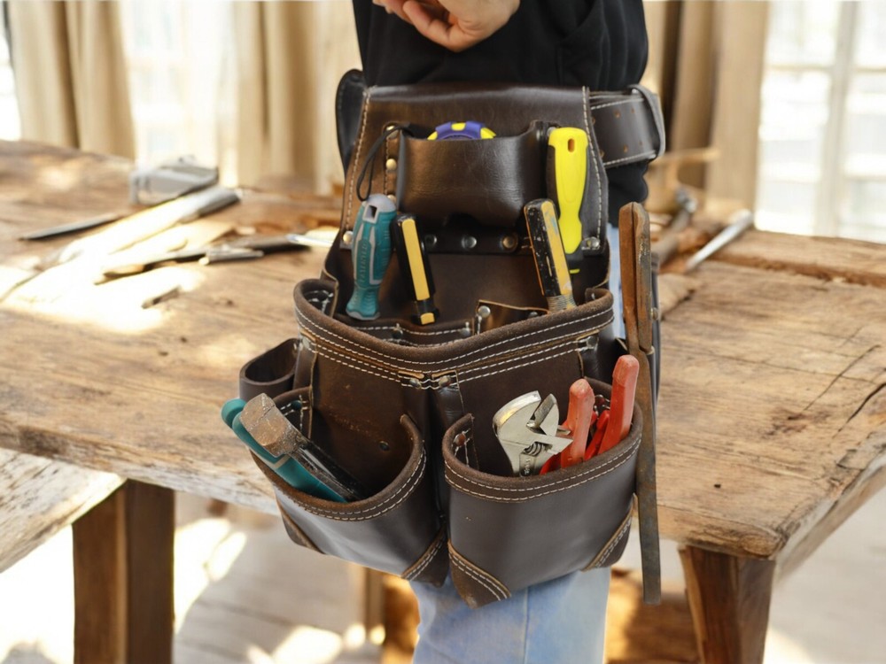 Leather Tool Belt for Construction, carpenter - Adjustable, tool belt, & comfort