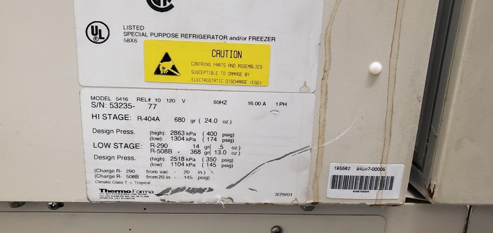 VWR/Thermo Forma Scientific Refrigerator/freezer Model 5416