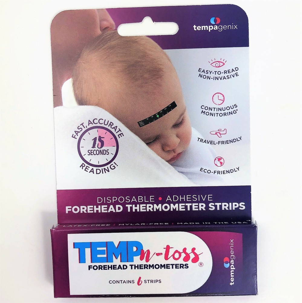 2 Packs Temp-N-Toss Disposable Forehead Thermometer Strips 12 Strips Total