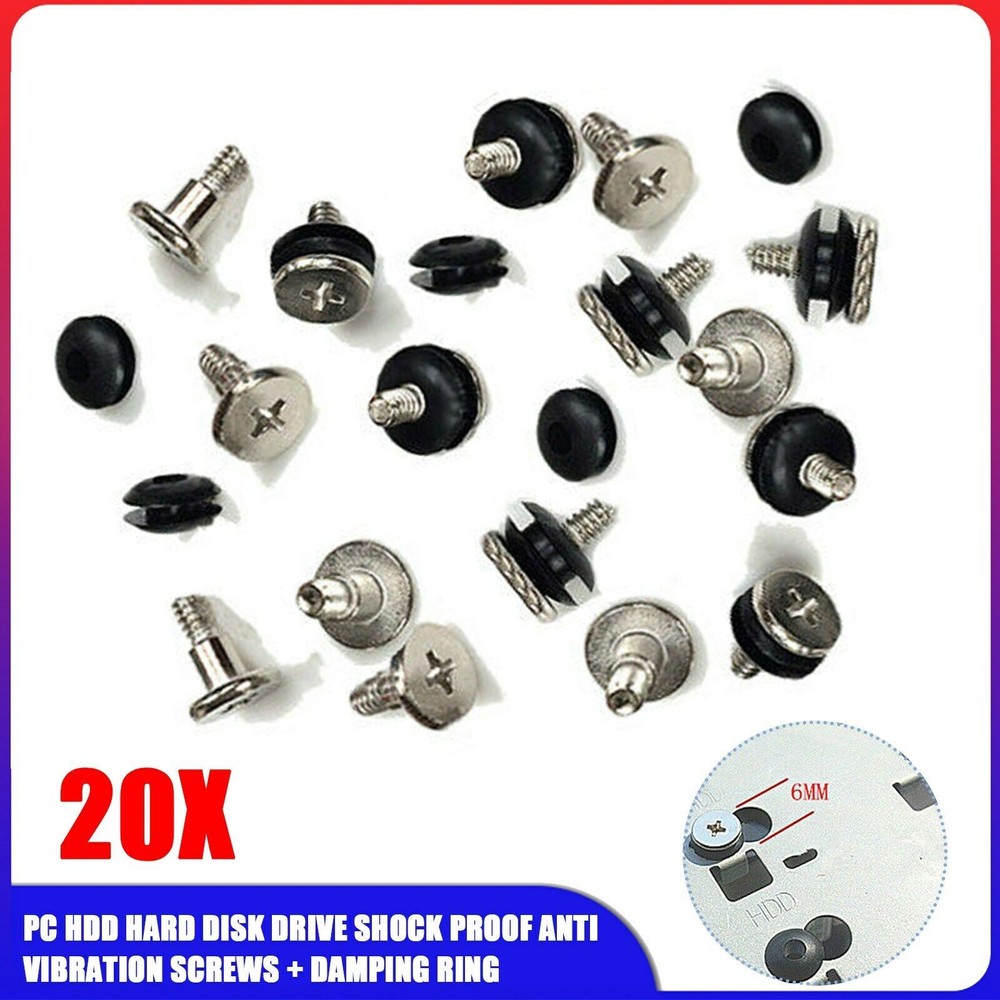 20PCS PC HDD Hard Disk Drive Shock Proof Anti Vibration Screws+Damping Ring