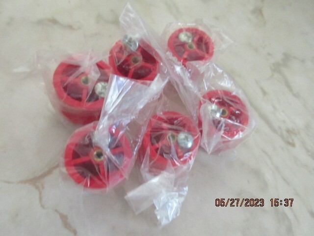 6 Vintage Knobs Wardrobe RED Plastic Pulls Cylinder Finger Grip Cabinet Drawer