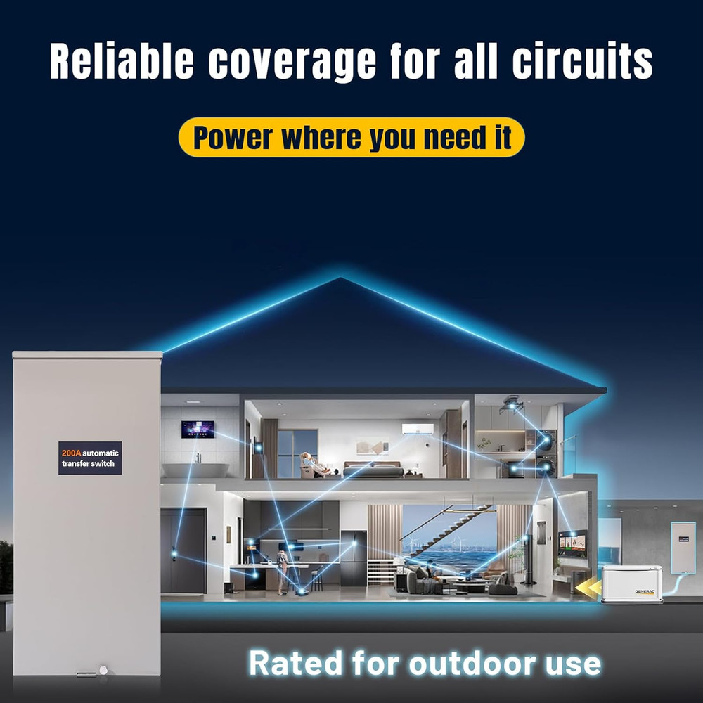 200 Amp Automatic Transfer Switch W/Power Management Replacement...