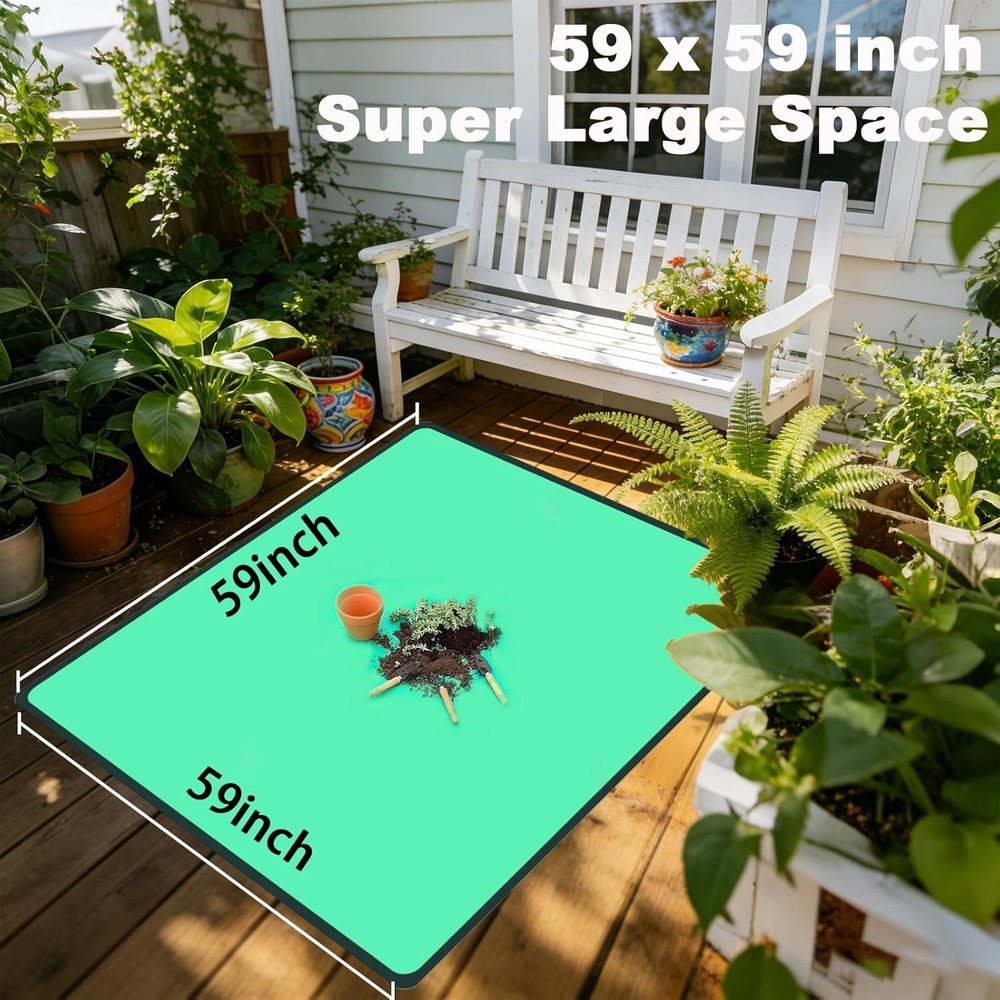 Thickened Foldable Repotting Mat for Indoor Plants - 59'' x 59'',''Mess Control
