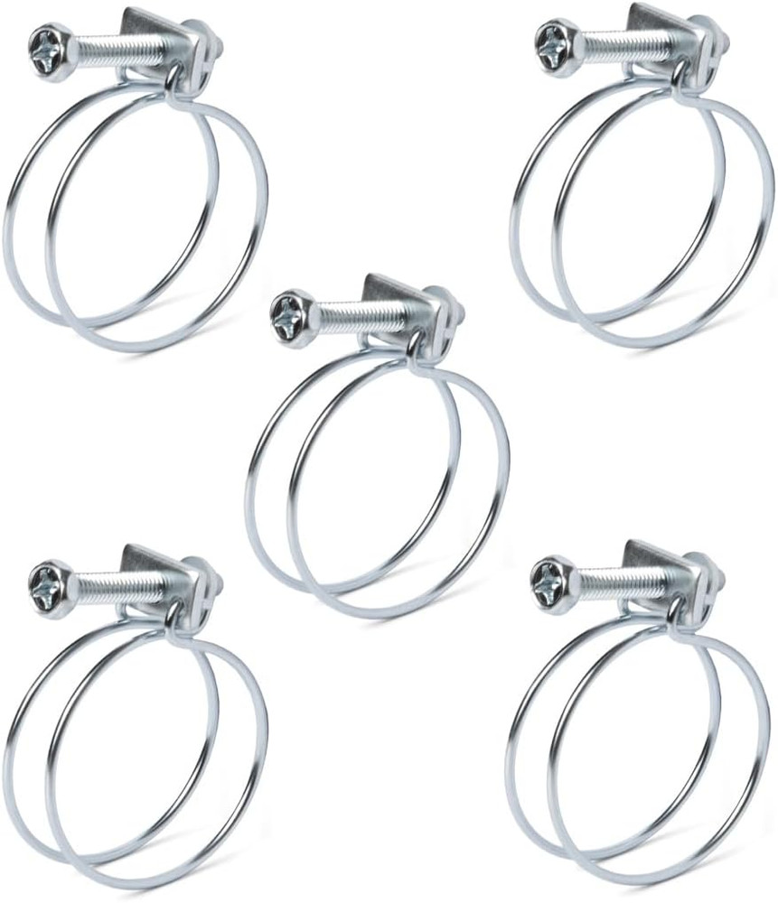POWERTEC 70214 1-1/2 Double Wire Hose Clamp | 5 Pack
