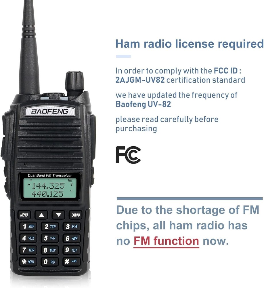 Long Range UV-82 Handheld Walkie Talkie with Speaker Mic & USB Programming Cable