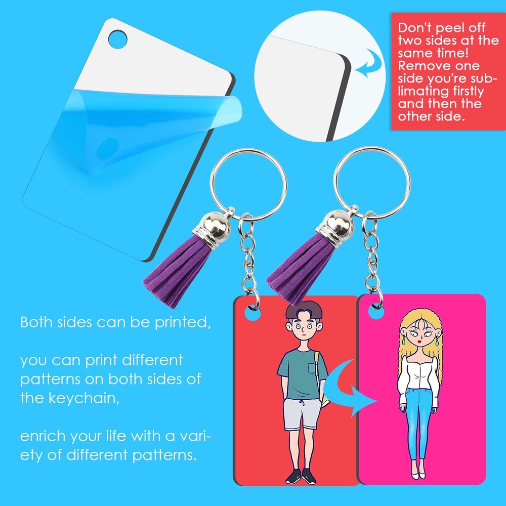 Sublimation Keychain Blanks Bulk - 120Pcs Sublimation Blanks Keychain with Bl...