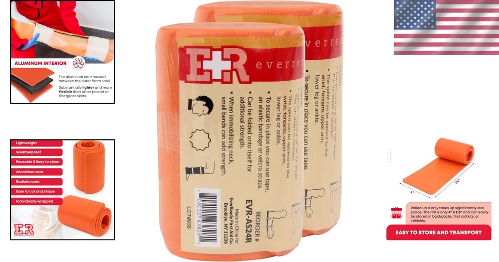 Lightweight and Versatile 24-Inch Aluminum Splint, 2-Pack for Effective Support