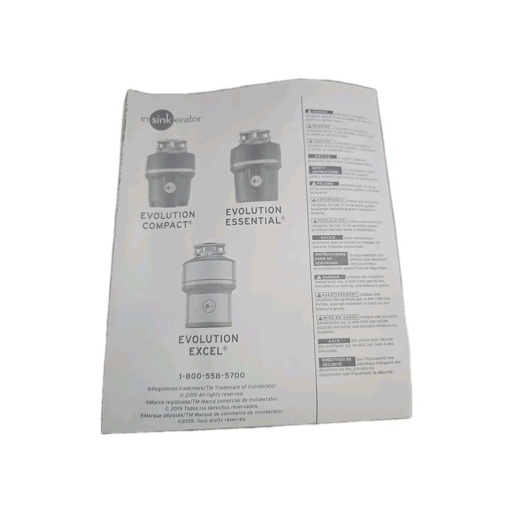 InSinkErator Evolution Compact 3/4 HP Garbage Disposal Quiet Series DAMAGE Box