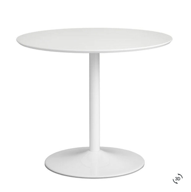 Table Dining Round Kitchen Room Solid Piece Furniture Bar Modern White MDF New
