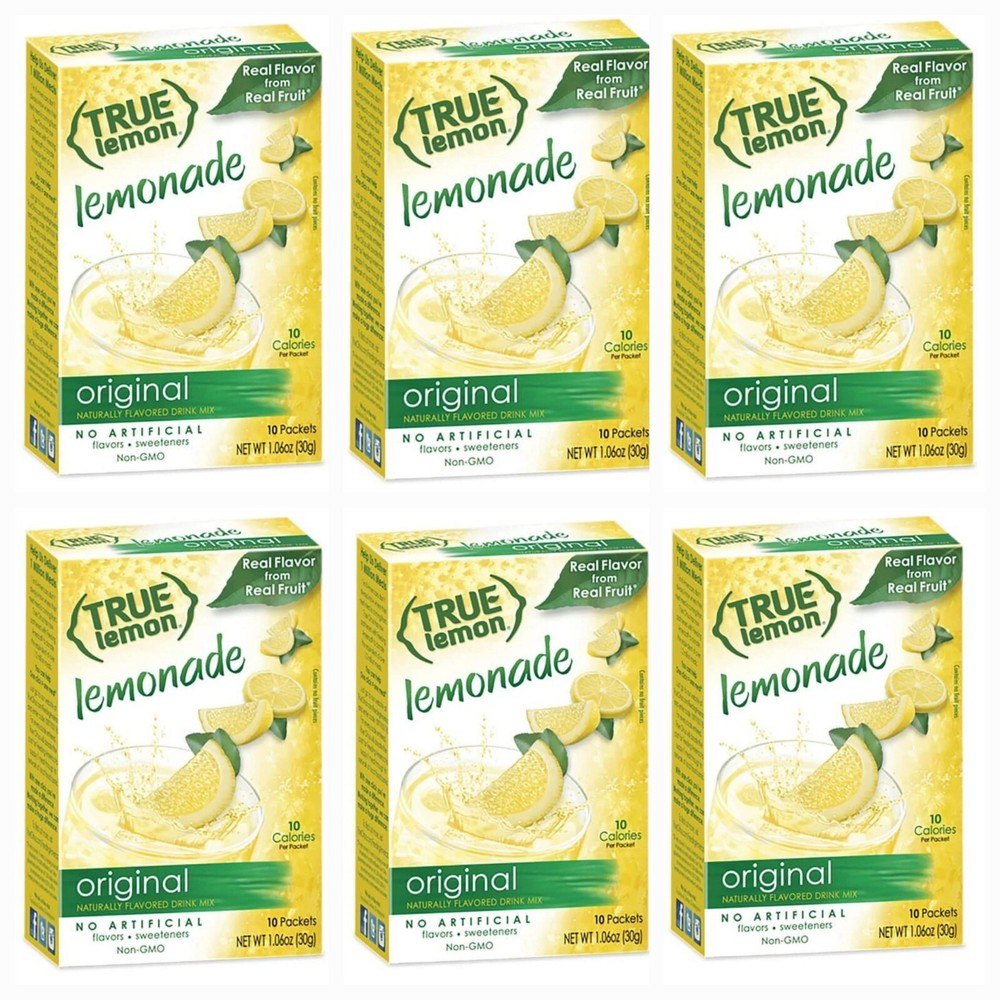 6 PACK True Citrus Lemon Lemonade Stevia Drink Mix - 60 Packets