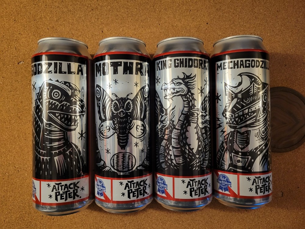 PBR GODZILLA CAN SET GHIDORAH MOTHRA MECHAGODZILLA EMPTY 25 oz Cans