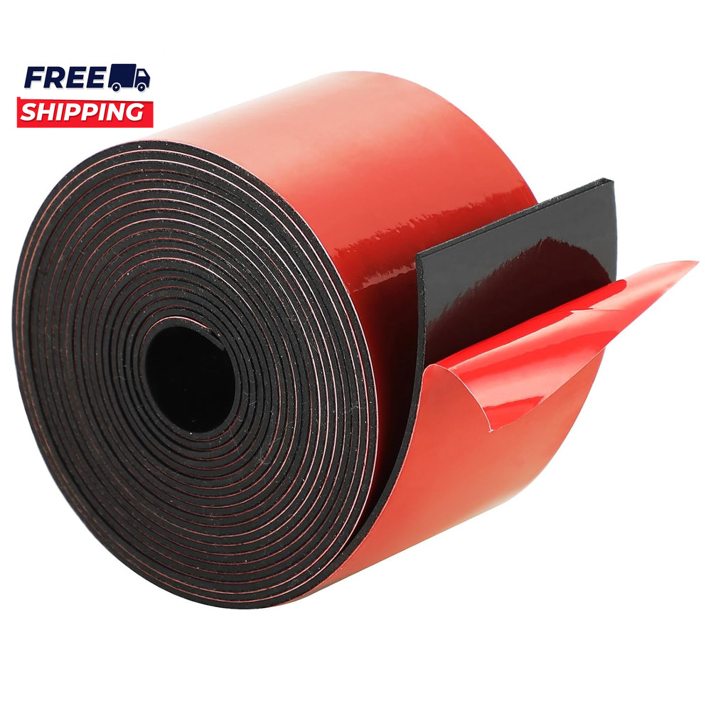 1/16" Thick × 2" Wide Neoprene Solid Rubber Strip Self Adhesvie Solid Strips