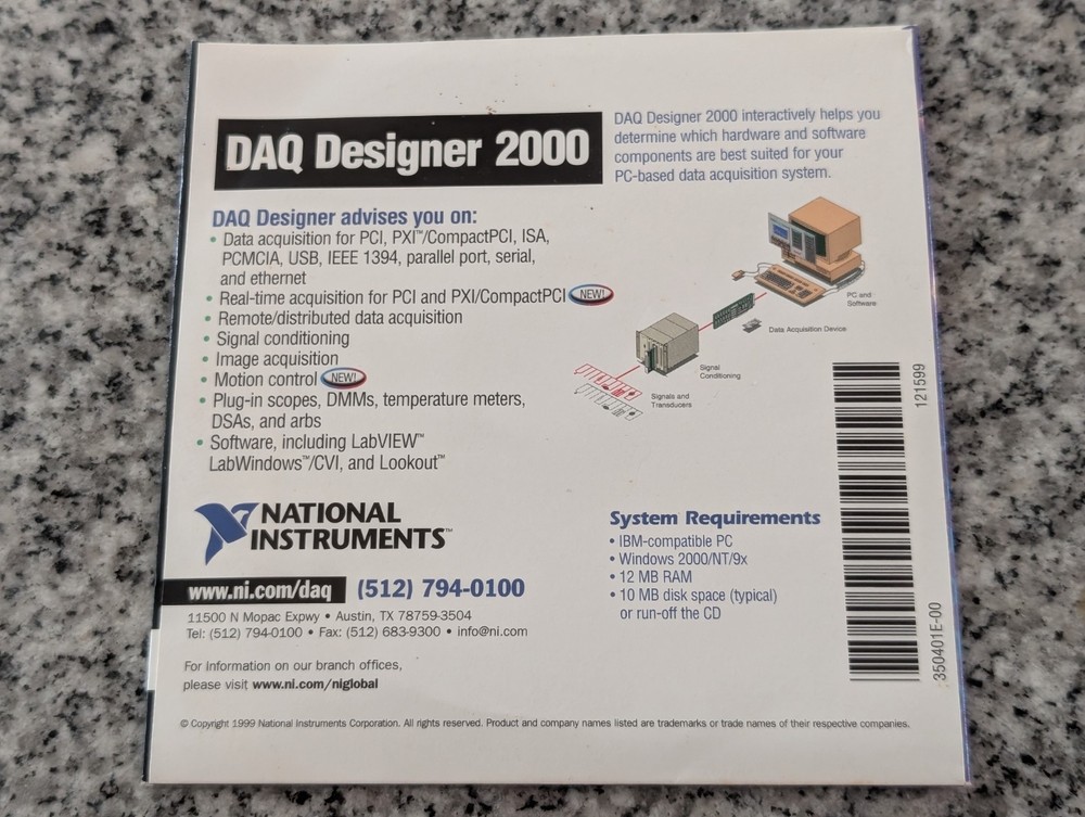 National Instruments DAQ Designer 2000 CD v3.5 w/ Original Sleeve - Multilingual