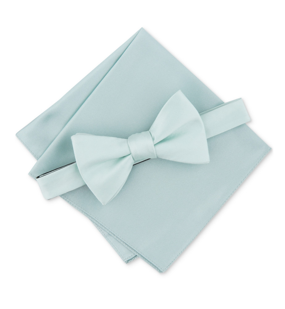 Alfani Men Solid Texture Pocket Square and Bowtie Mint