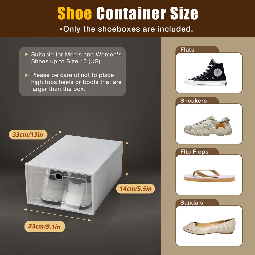 24pcs Plastic Shoe Box Stackable Shoe Storage Organizer Cabinet 33 * 23 * 14 cm