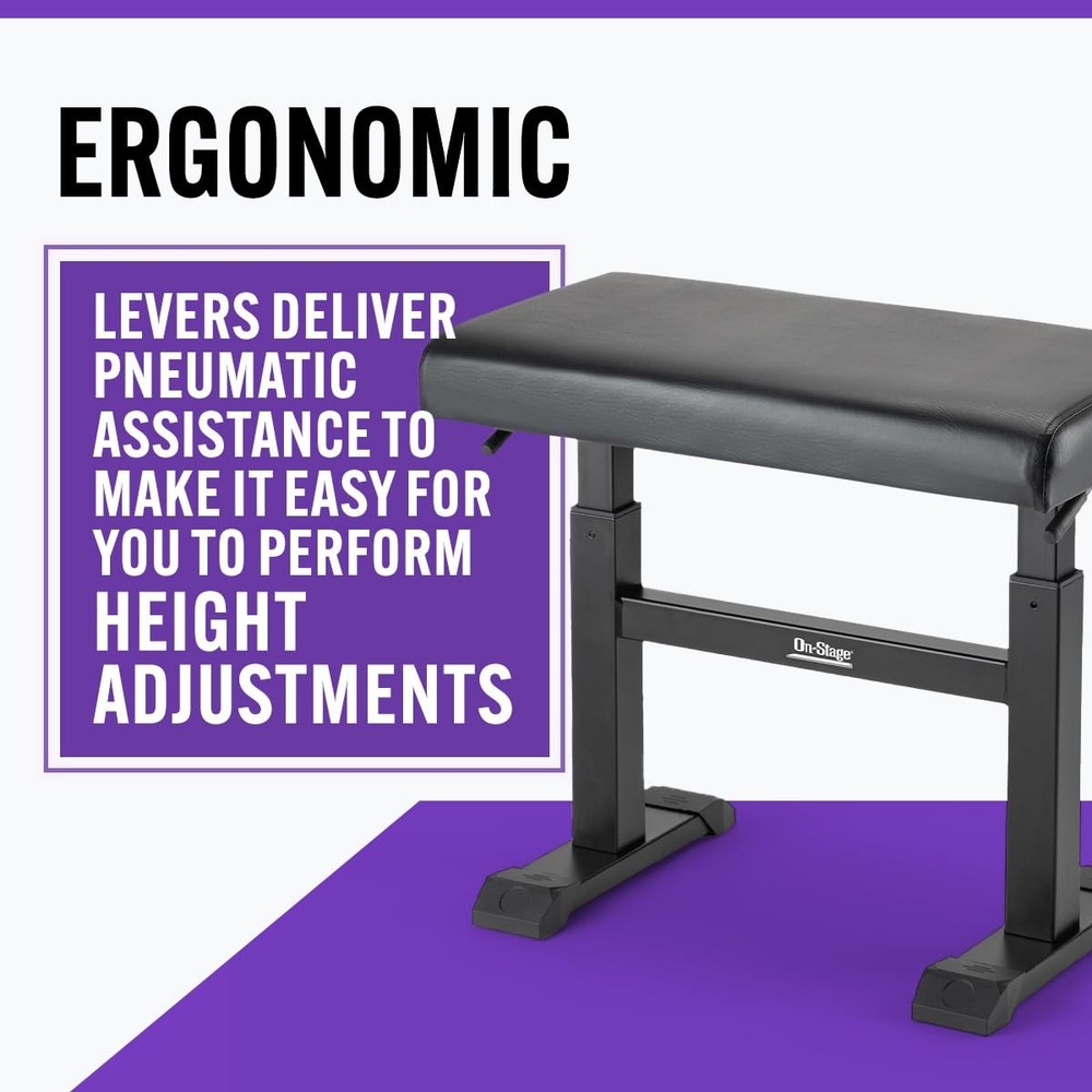 Height Adjustable Keyboard Bench Padded - On-Stage