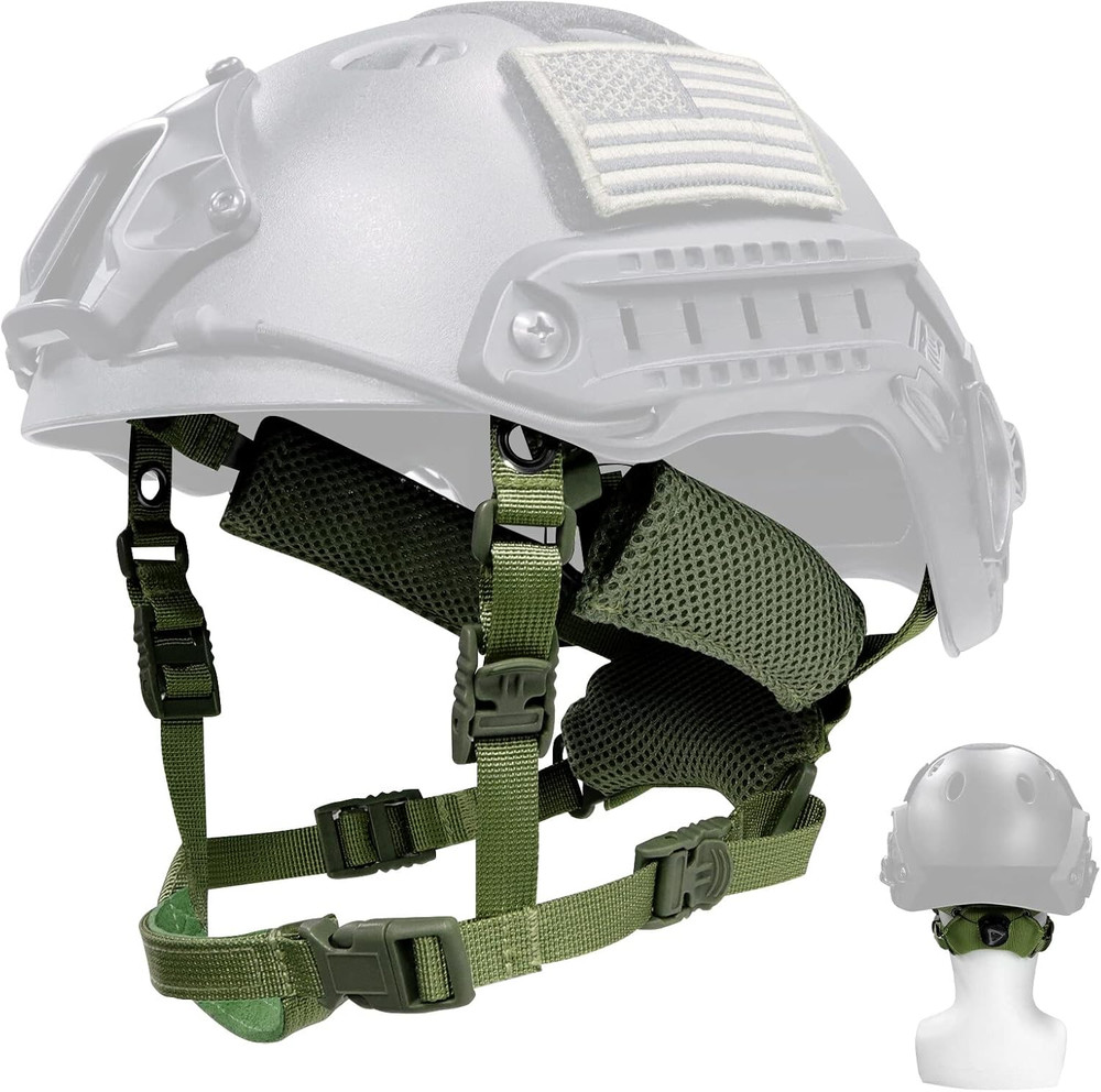 Tactical Helmet Chin Strap Adjustable Dial 4 Points Suspension System with Bolts