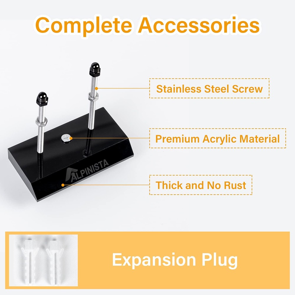 Alpinista Skateboard Wall Mount Horizontal Deck Standard, 1 Pack Black