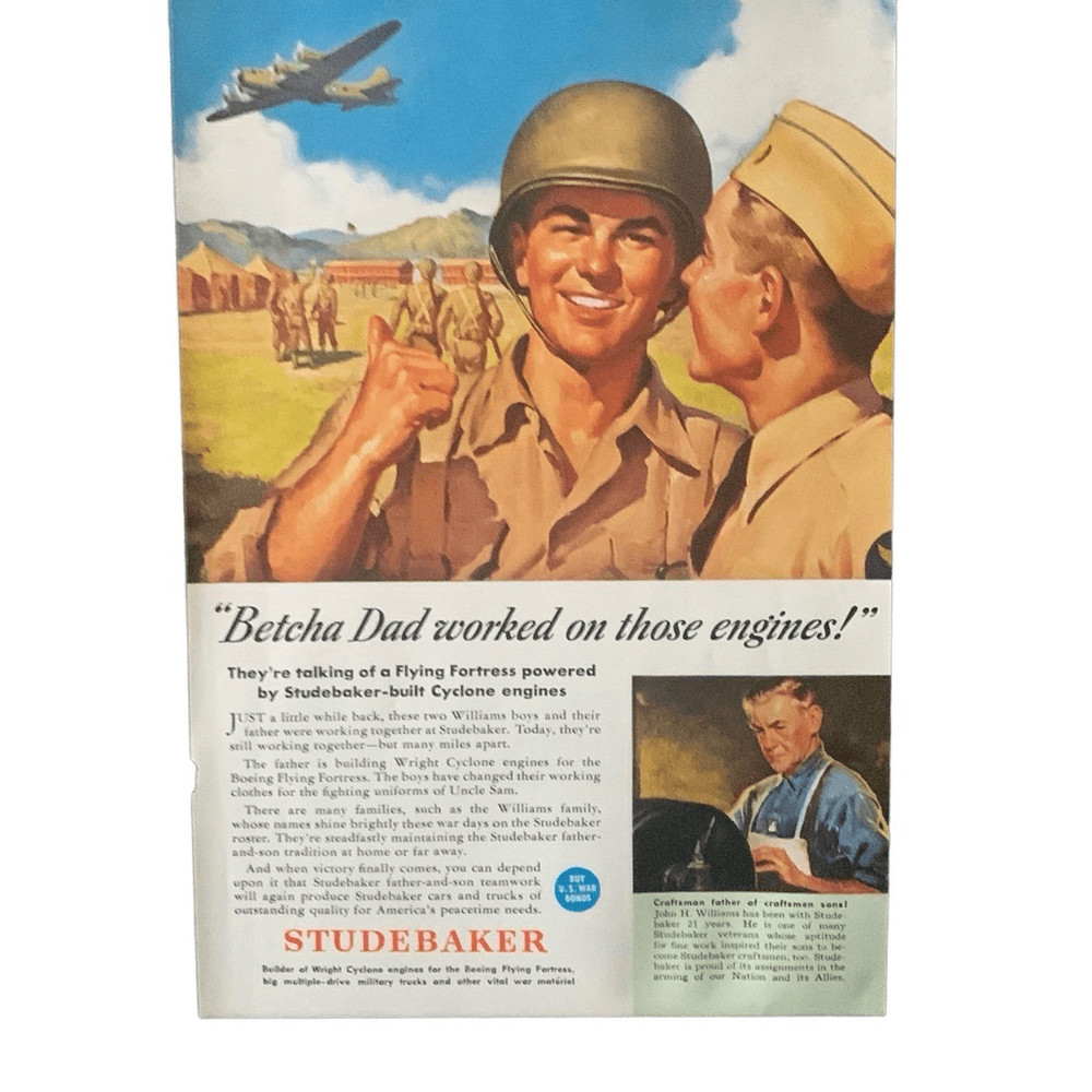 Vintage 1943 Studebaker Dad Worked on Those Engines Ad Advertisment