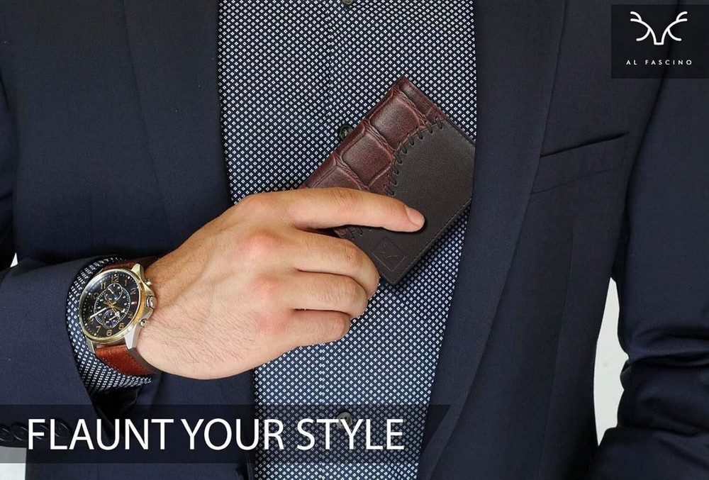 leather bi-fold wallet - two tone Men RFID Blocking Slim Mens Wallet