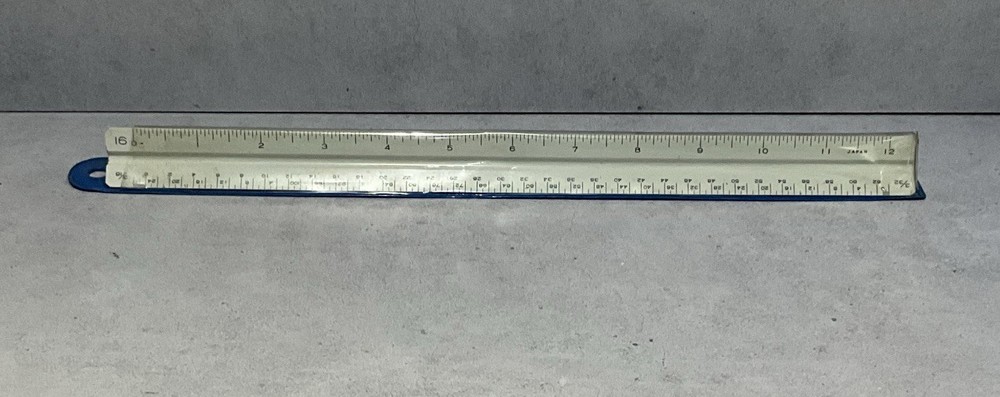 Vintage Teledyne Post 386T-590 Triangular Drafting Scale Ruler Made in Japan