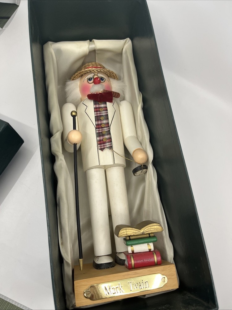 Vintage Authentic Literary Author Nutcracker Mark Twain 13.5” w/ Box