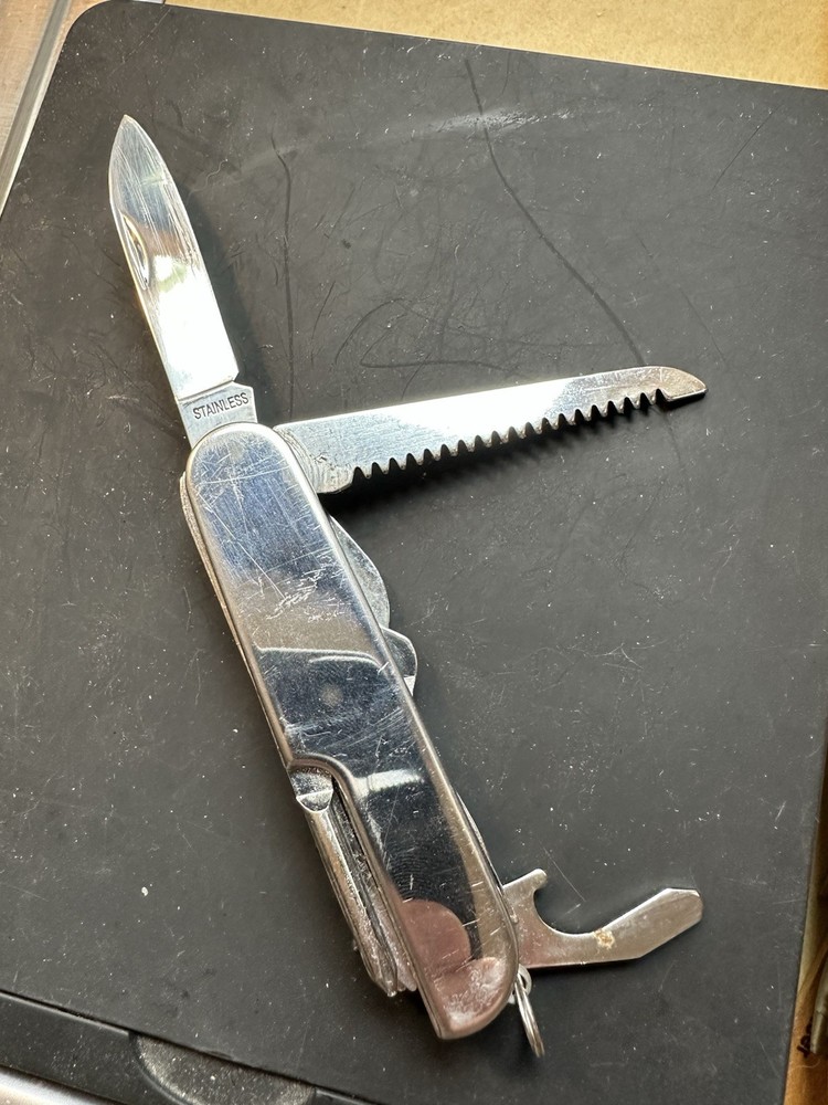 Vintage Stainless 10 Part Multi-Tool Folding Pocket Knife