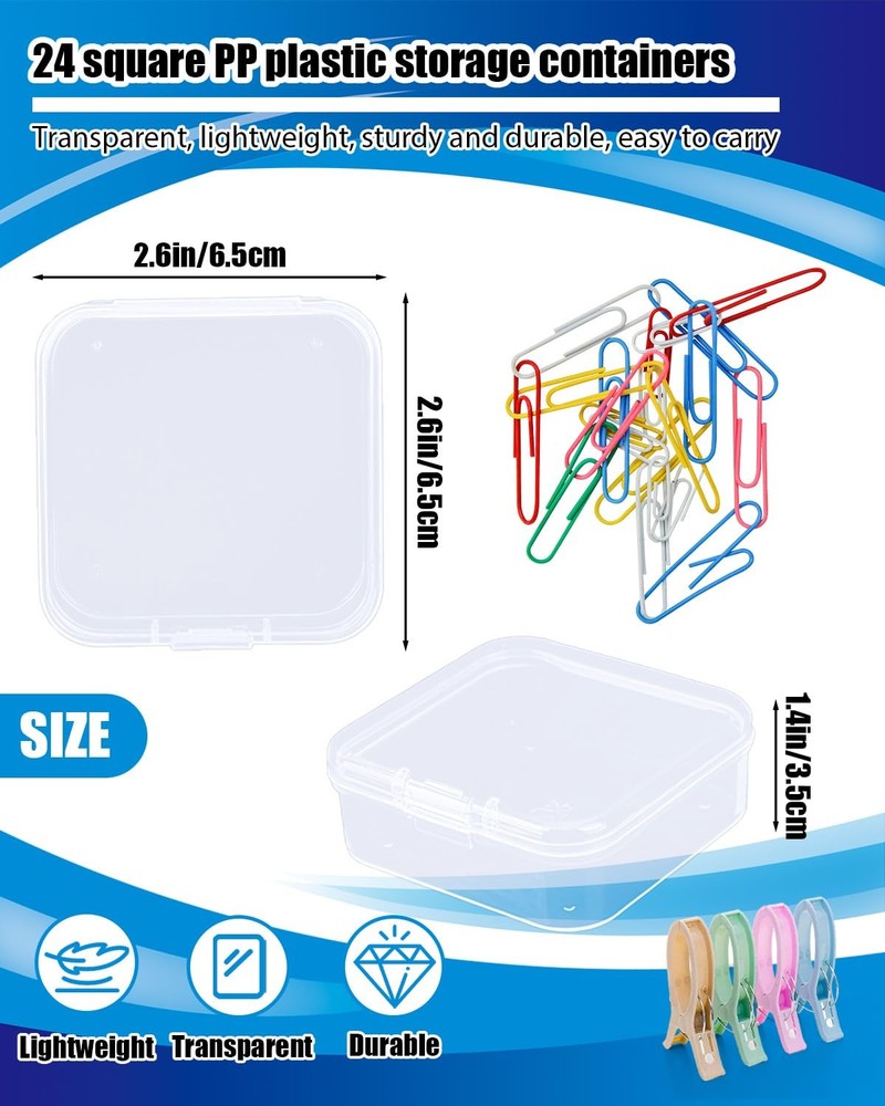 Small Plastic Case, 24 Pack Clear Plastic Beads Storage Containers Clear Craf...