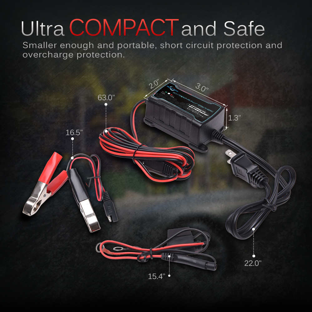 MICTUNING 6V 12V Intelligent Fully Automatic Battery Float Charger / Maintainer