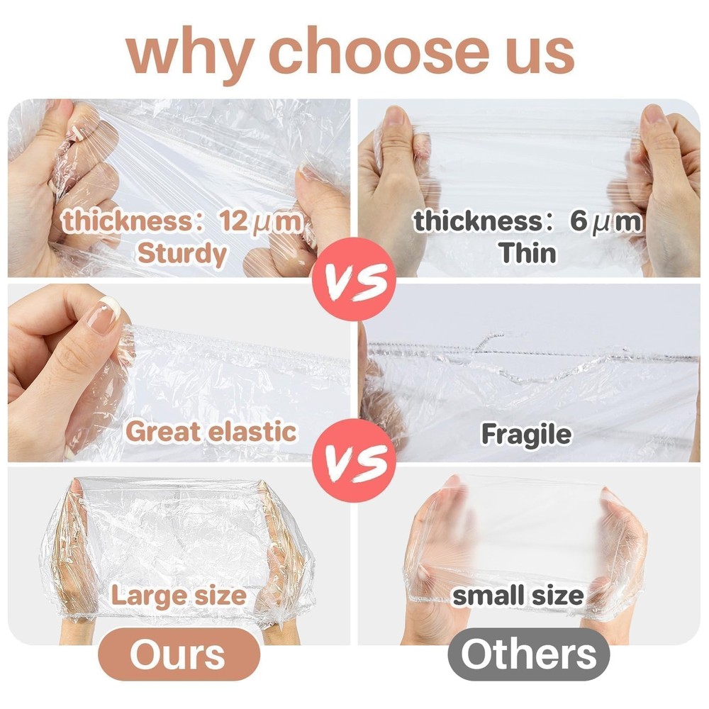 MAQIHAN 100 Disposable Shower Caps Large - Thickened Size, Clear