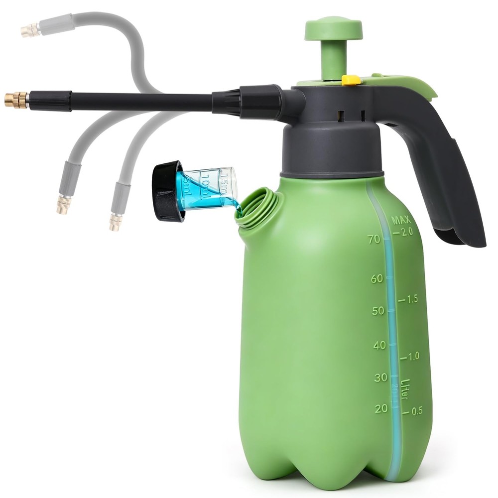 T4U 1/2 Gallon Pump Sprayer with Flexible Adjustable Nozzle, Green