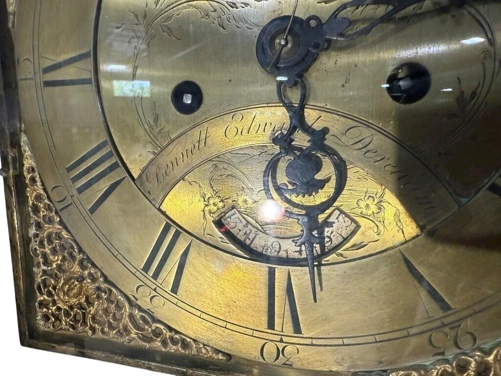 19TH CENTURY INLAID MAHOGANY TALL CASE CLOCK