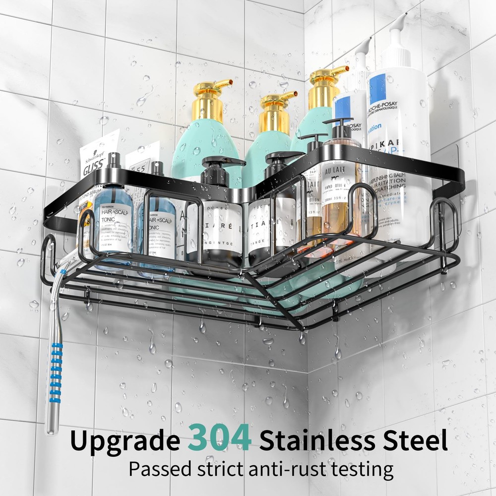 Moforoco 5-Pc L-Shaped Shower Caddy 10.2" Rustproof Corner Organizer