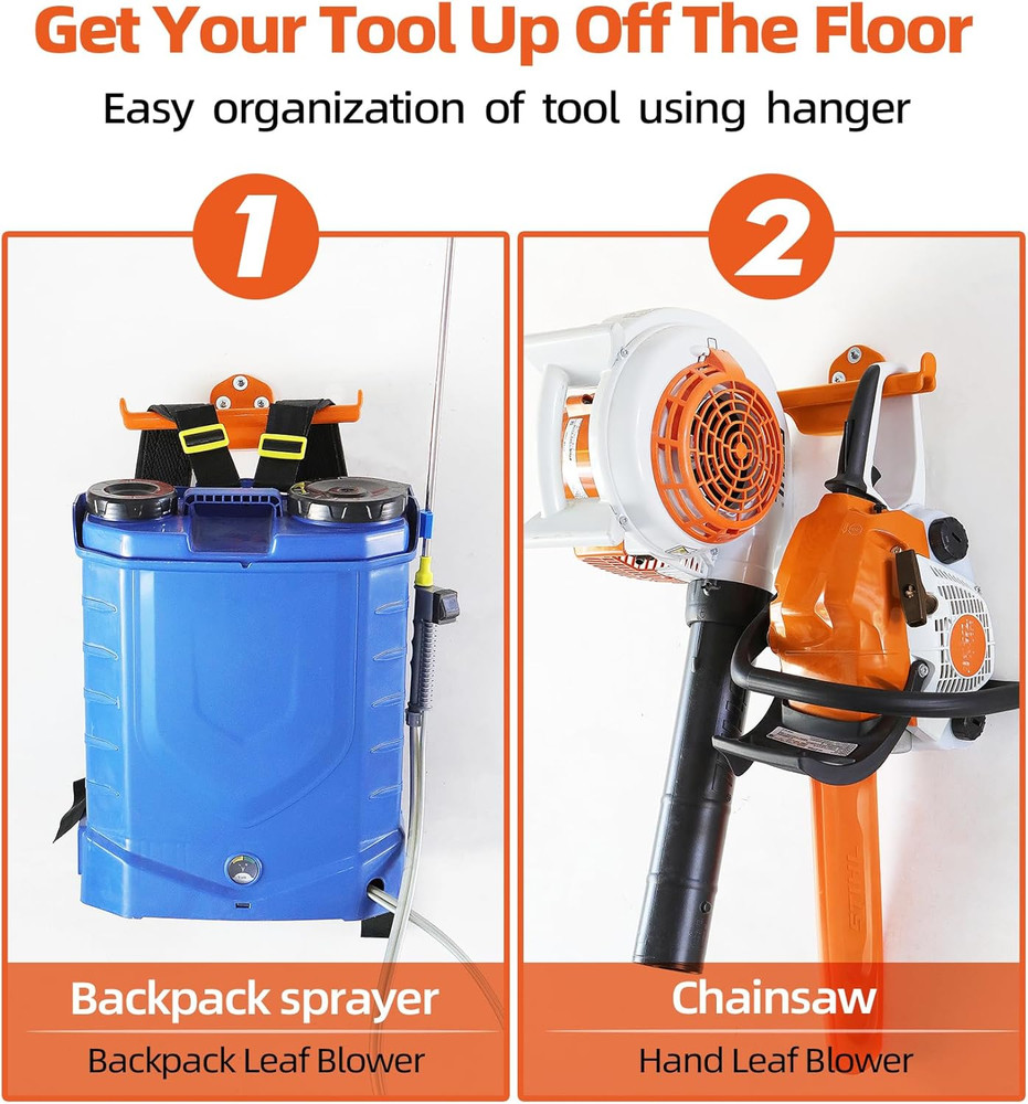 Backpack Leaf Blower and Sprayer Wall Mounts, 2-Pack Heavy Duty Storage