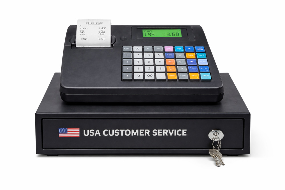 Cash Register with Receipt Printer and Dual Display, Includes Starter Roll
