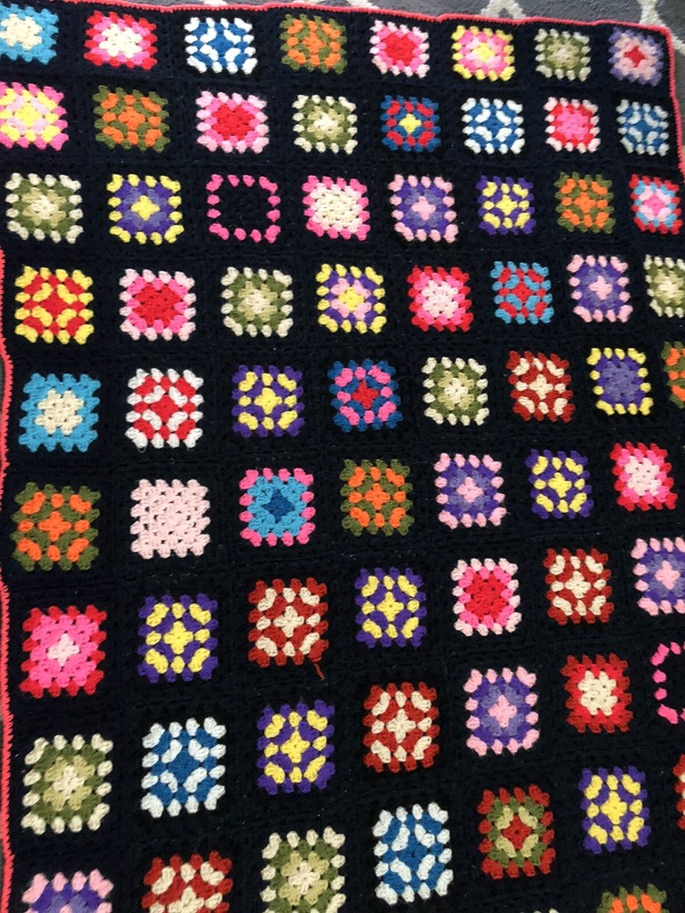 Granny Square Afghan Wrap Throw Multi Color 46x70