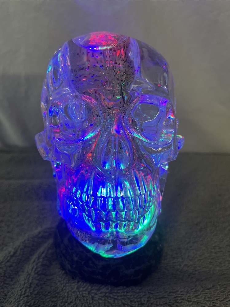 Halloween Crystal Skull LED Lighted Snow Globe. Automatic Glitter Shaking.   S4