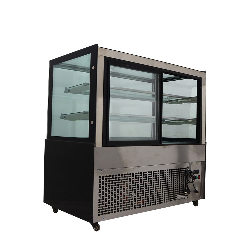 Right Angle Refrigerated Display Case Floor Type Bakery Showcase Adjust Rack220V