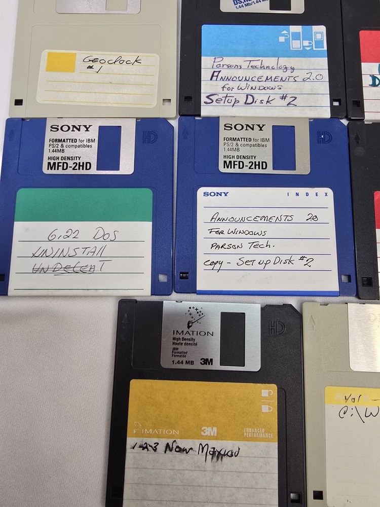 15 Floppy Disks Various Vintage Computer Software Win Check It Icon Hear It Etc