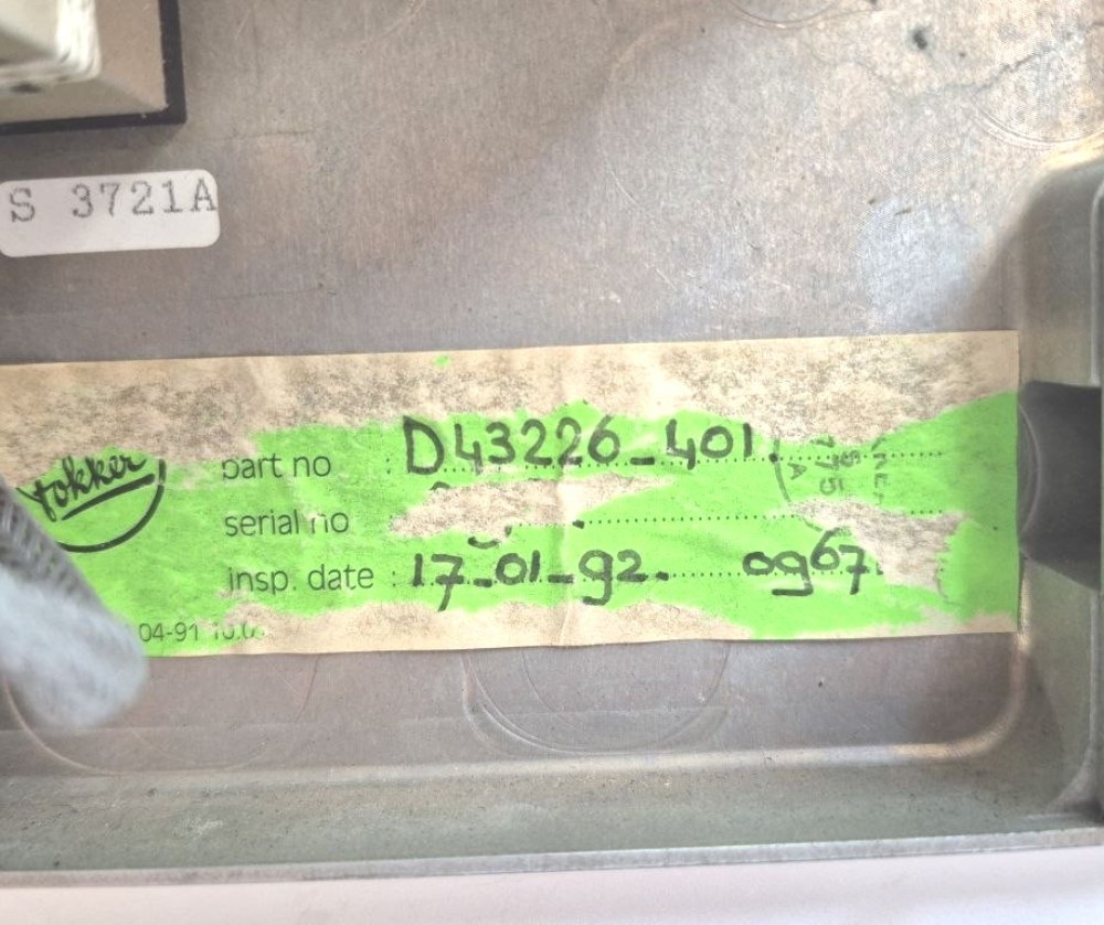 Fokker Aircraft Instrument Panel D43226-401