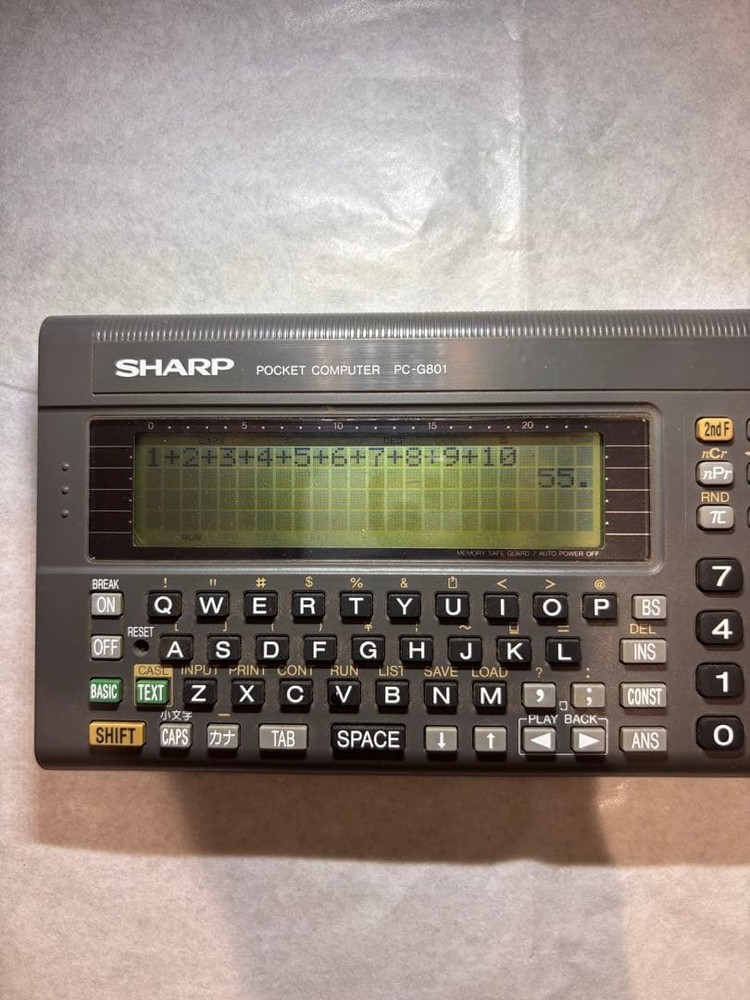 Sharp PC-G801 Pocket Computer BASIC LCD Portable Tested Working