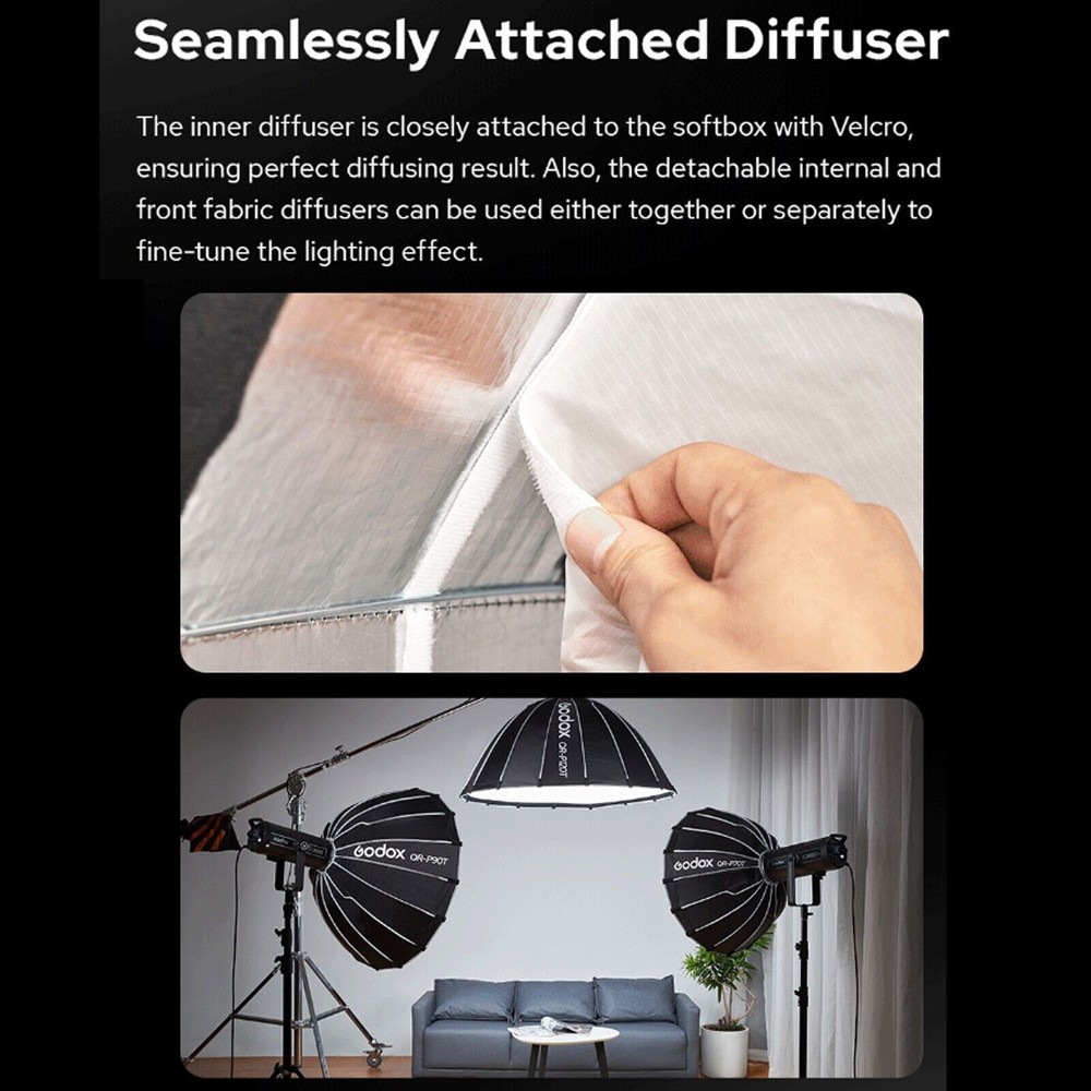 Godox QR-P60T 60cm/23.6 inch Parabolic Softbox Quick Release Light Diffuser