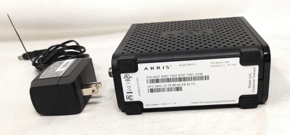 ARRIS SURFboard DOCSIS 3.0 Cable Modem (SB6183) - Black