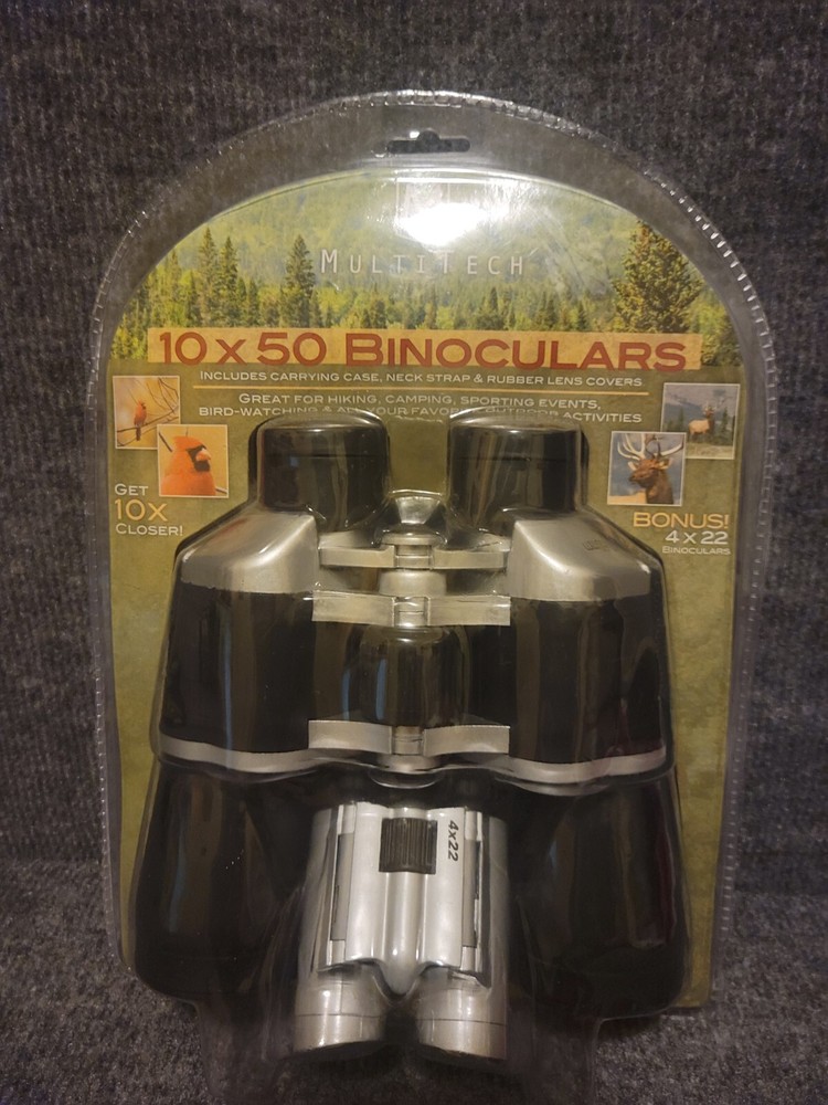 MulitTech 10x50 Binoculars with carrying case, neck strap & rubber lens covers