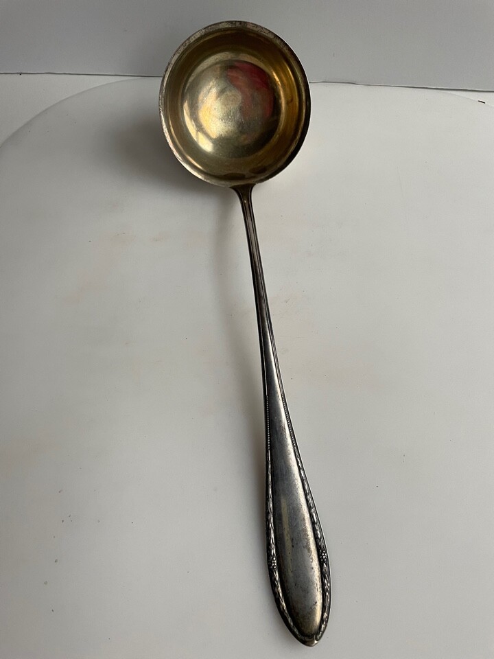 LARGE ANTIQUE GERMAN 800 SILVER SOUP LADLE